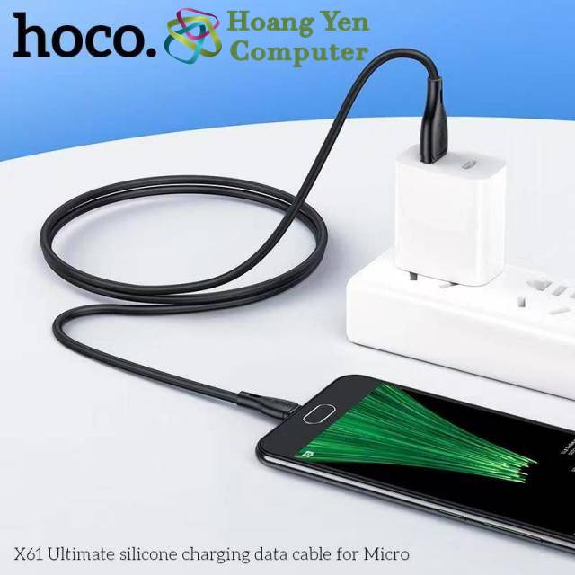 [1M] Cáp Sạc MICRO USB Hoco X61 Dây Silicon Mềm Dẻo Chống Cháy Dài 1M - BH 6 Tháng - Hoàng Yến Computer