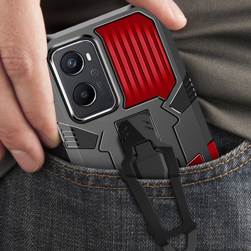 Dành Cho OPPO A96 A76 A78 A58 A38 A18 A15 A15s A16 A16s A16k A16e A17 A17k Ốp Lưng Hybrid Armor Chống Sốc Đứng Có Kẹp Thắt Lưng
