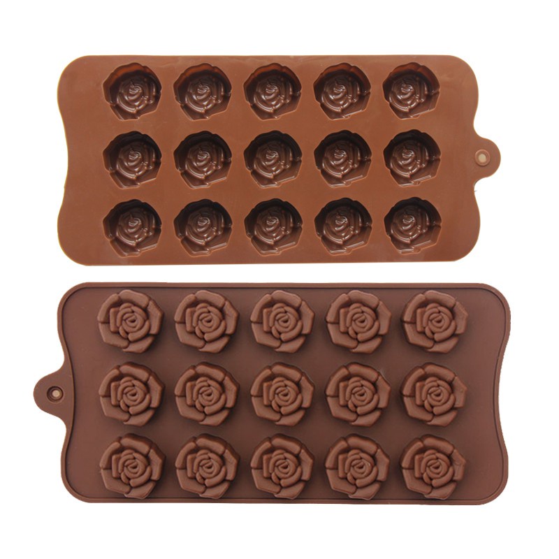 15 Khoang Hoa Hồng Hoa Silicon Khuôn Socola Fondant Bánh Trang Trí Khuôn Đá Làm Xà Phòng Lau Nhà Khuôn Nướng Bánh