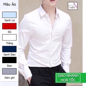 Áo sơ mi trắng nam tay dài công sở nhiều màu vải kate không nhăn