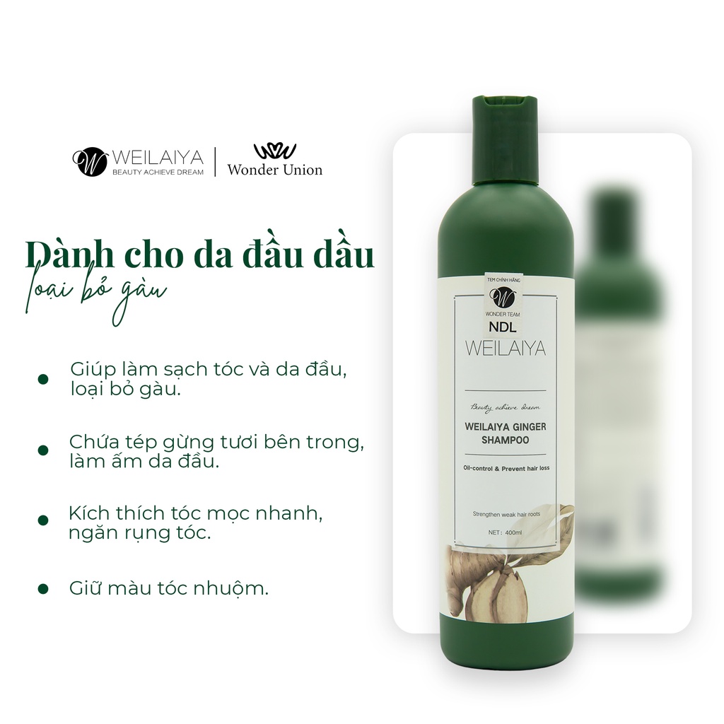 Ảnh Dầu gội gừng trắng ngăn rụng và kích mọc tóc Weilaiya Ginger Shampoo 400ml 3