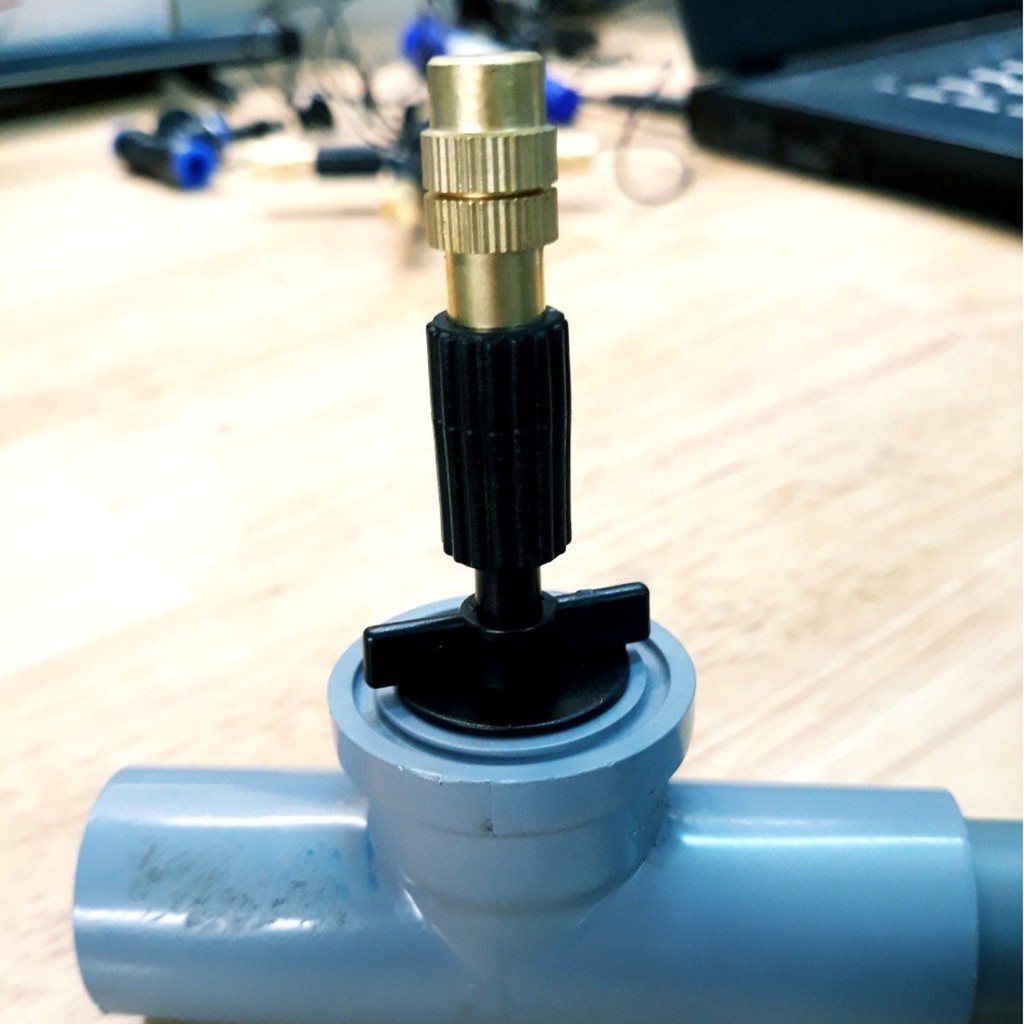 Béc Tưới Phun Sương Đầu Bằng Đồng 1 Hướng - Kèm Ren Nối ống 21mm Và Van Điều Áp