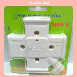PHÍCH NỐI DÂY 4 CHIA 2000W SOFA STAR. Phích cắm 4 chia đa năng dùng được 4 chui cắm tiện lợi