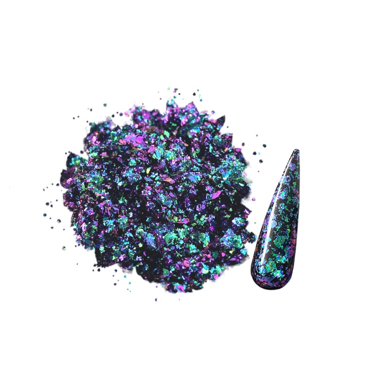 for Aurora Nail Powder Flake Colorful Coarse Cloud Brocade Powder for Nail Art D