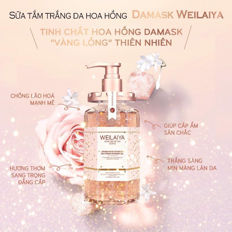Ảnh Sữa tắm nước hoa Weilaiya tinh chất hoa hồng/Hoa Trà/ Hoa Cúc Damask 450ml 2