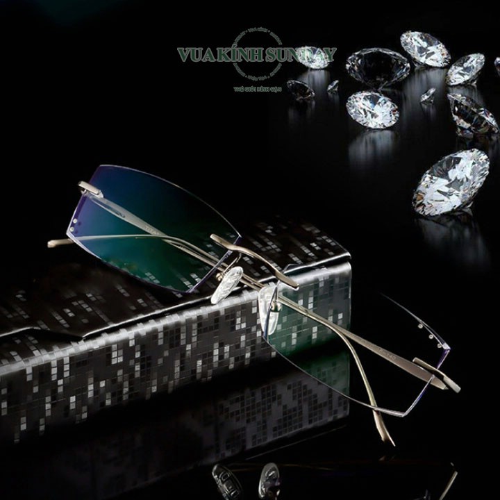 Gọng kính cận khoan không viền titanium VD184