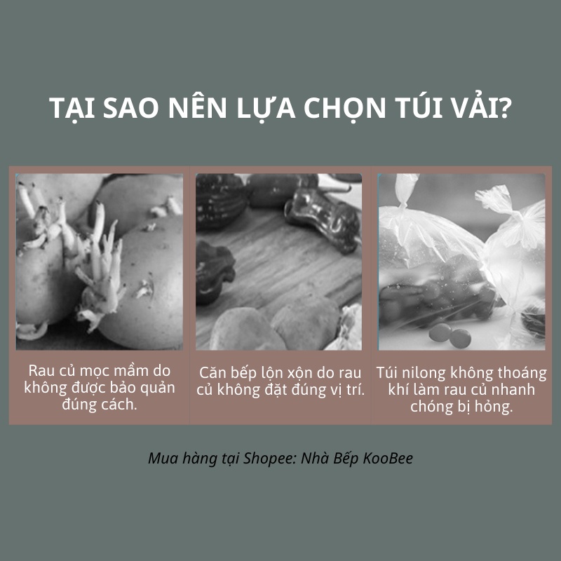 Túi Lưới Treo Đựng Hành Tỏi Rau Củ KOOBEE – Dùng Trong Bếp Hoặc Đi Chợ, Tái Sử Dụng, Thân Thiện Môi Trường (CSNC12)