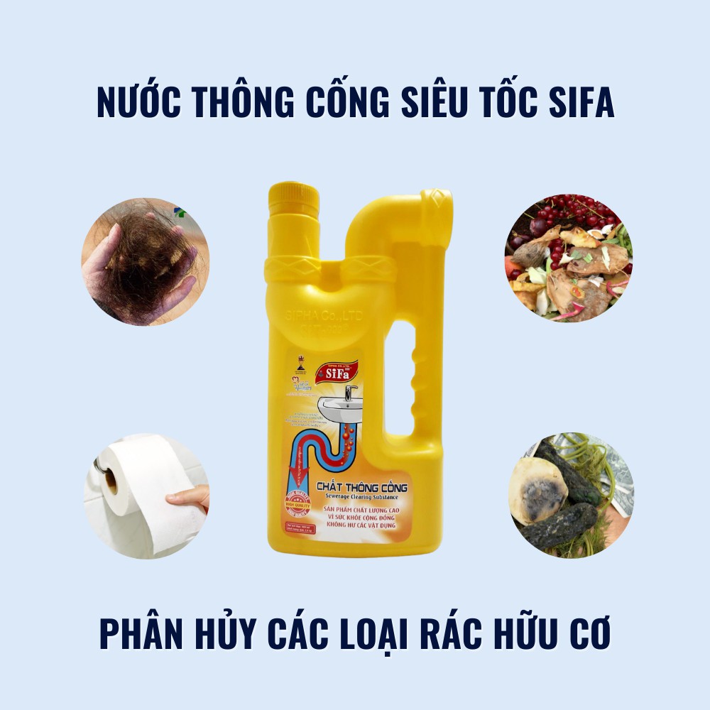Thông bồn cầu, khử mùi bồn cầu, thông ống nước, khử mùi nhà vệ sinh thông cống diệt khuẩn SiFa 1400g/1600g
