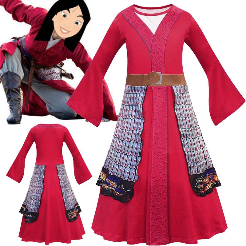 Mulan Hua Công Chúa Đỏ Lạ Mắt Đầm Trẻ Em Trang Phục Hóa Trang Trang Trang Phục Tiệc Halloween
