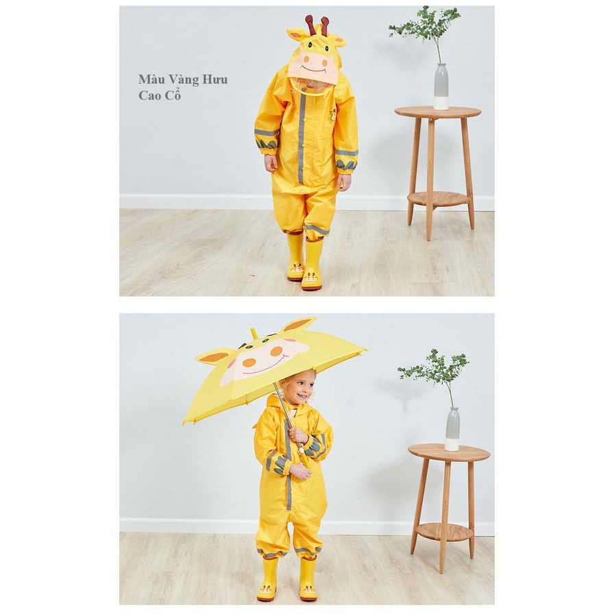Combo ủng áo mưa cho bé (hàng cao cấp) áo mưa liền thân AMLT01 + UN0101