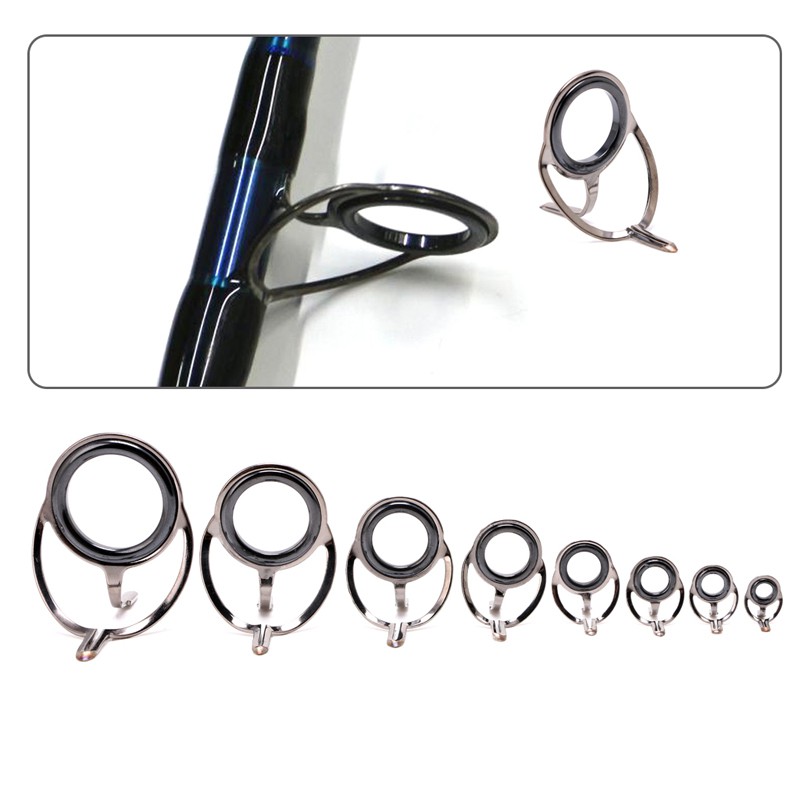 Bộ 8 khoen dẫn hướng cần câu cá 6 # - 30 # bằng thép không gỉ