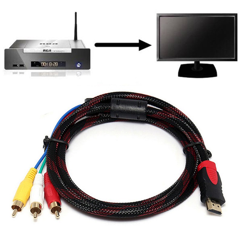Dây cáp 1.5m chuyển đổi tín hiệu hình ảnh 1 đầu chuẩn HDMI 3 đầu chuẩn RCA cho TV kỹ thuật số