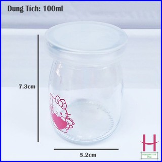 Combo 12 Hũ Thủy Tinh Làm Sữa Chua 100ml Có Nắp In Hình Dễ Thương { H }
