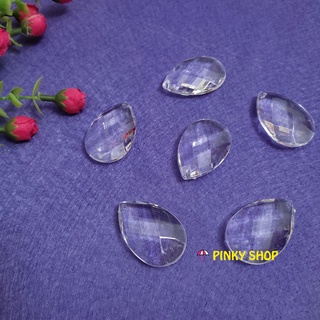 Hạt giọt nước pha lê nhựa trắng trong góc cạnh lấp lánh, hạt trang trí dreamcatcher handmade Pinky Shop mã HPLN1