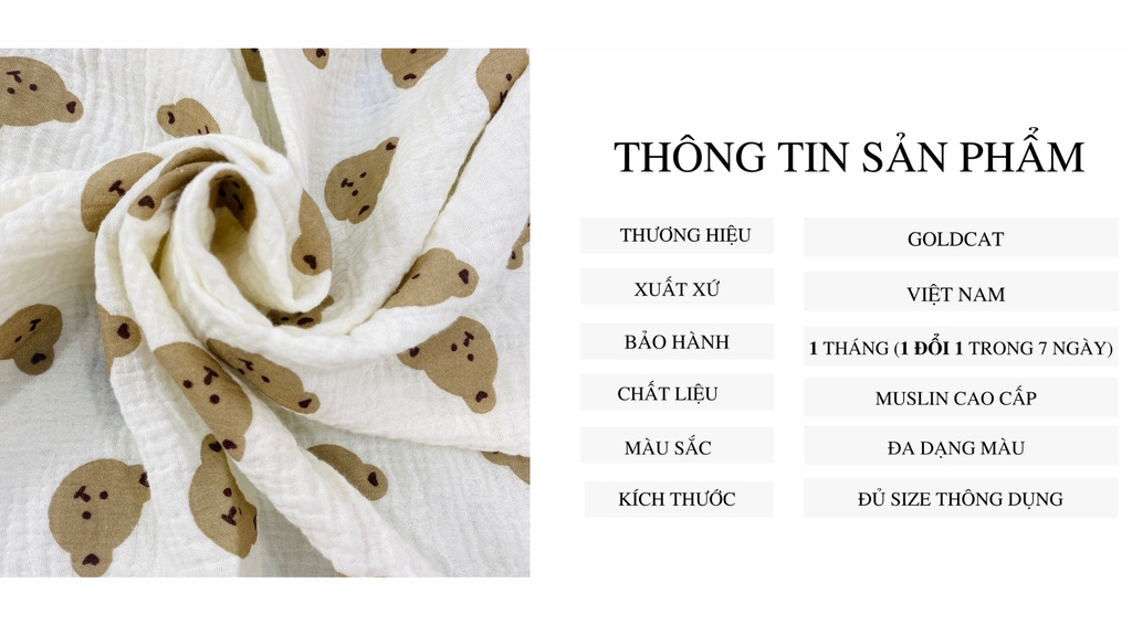 Mô tả Ga Cũi Cho Bé GOLDCAT Chất Liệu Muslin 100% Cotton Cao Cấp Mềm Mát, Viền Chun Ôm Đệm, Kích Thước Đa Dạng - 2