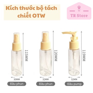 Bộ tách chiết mỹ phẩm túi zip cao cấp 9 món, chai lọ PET cứng cáp OTW du lịch mini