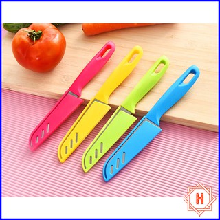 Dao inox không gỉ gọt hoa quả có nắp nhựa bằng chất liệu PP { H }