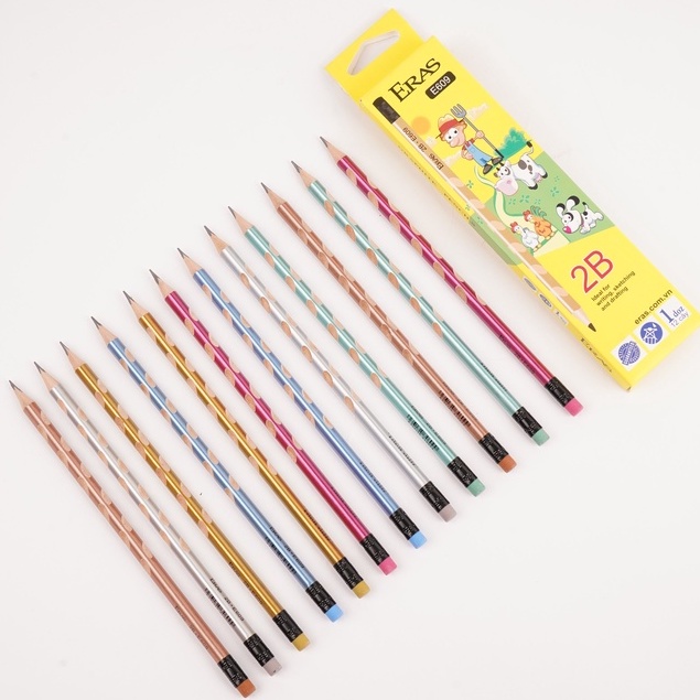 Product image Hộp 12 bút chì 2B, Bút chì Eras định vị 3 điểm E609 2