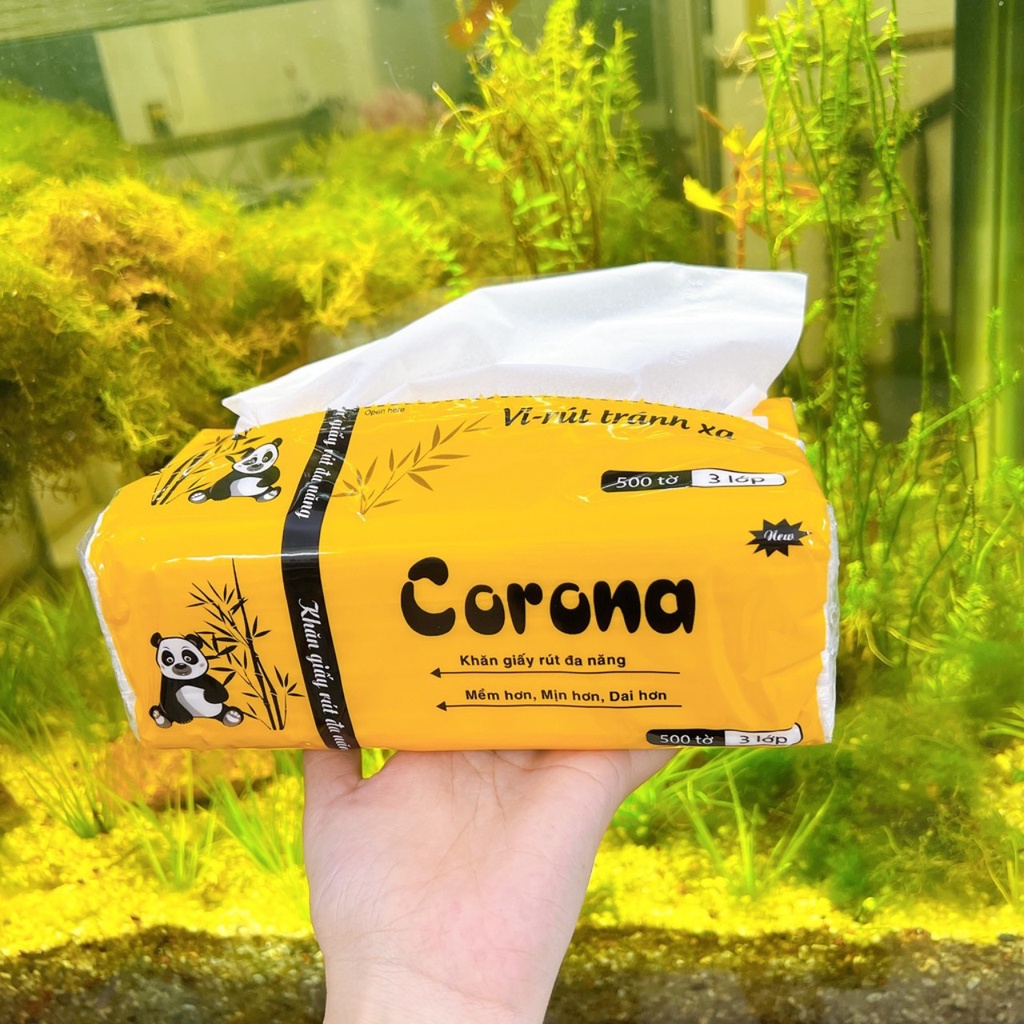 Khăn Giấy rút 500 tờ/ gói Corona (khăn giấy gấu trúc) sạch trắng mịn - Giá 1 gói lẽ