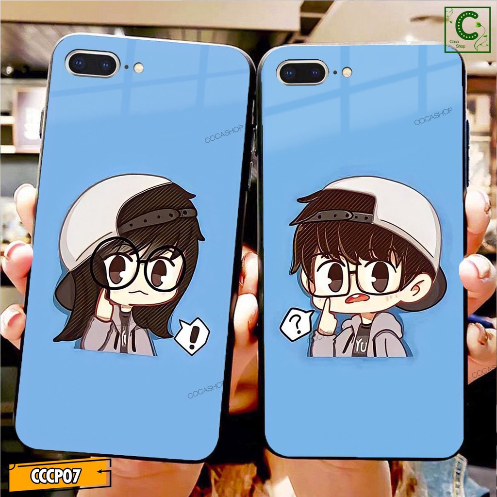 Ốp lưng iphone mặt kính in hình cực đẹp,sáng bóng- Cặp đôi tinh nghịch - 6/6plus/6s/6splus/7/7plus/8/8plus/x/.....