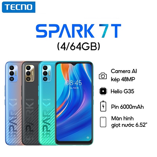 Điện thoại Tecno Spark 7T 4GB/64GB - Hàng chính hãng, bảo hành 12 tháng ...