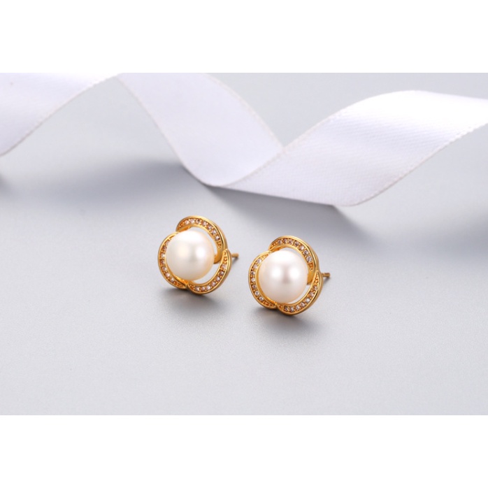 Ảnh Bông Tai Bạc S925 Đính Hạt Ngọc Trai 9ly Hoa Tai Hạt Trai Nước Ngọt Thời Trang - Ngọc Trai Trường Thịnh 3