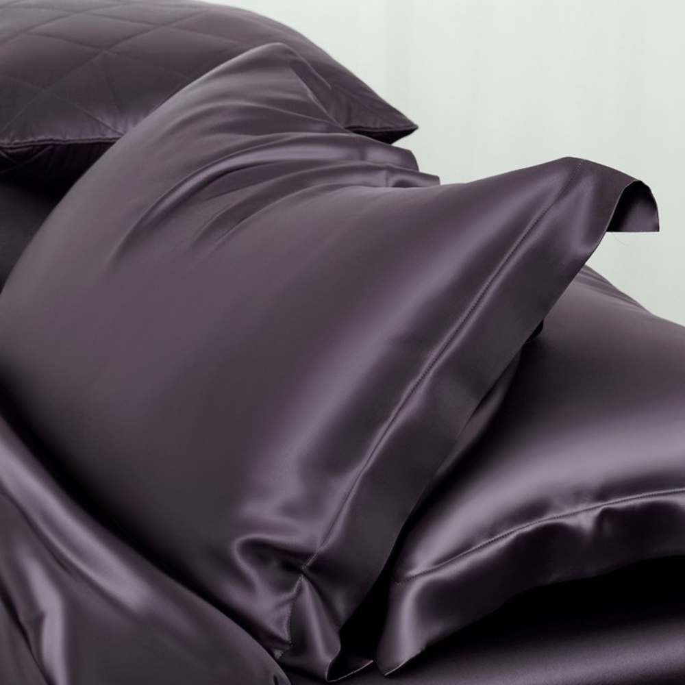 Ảnh Bộ Chăn Ga Gối Lụa Cao Cấp NITE9SILK TRAMDO BEDDING Màu Xám Đen 2