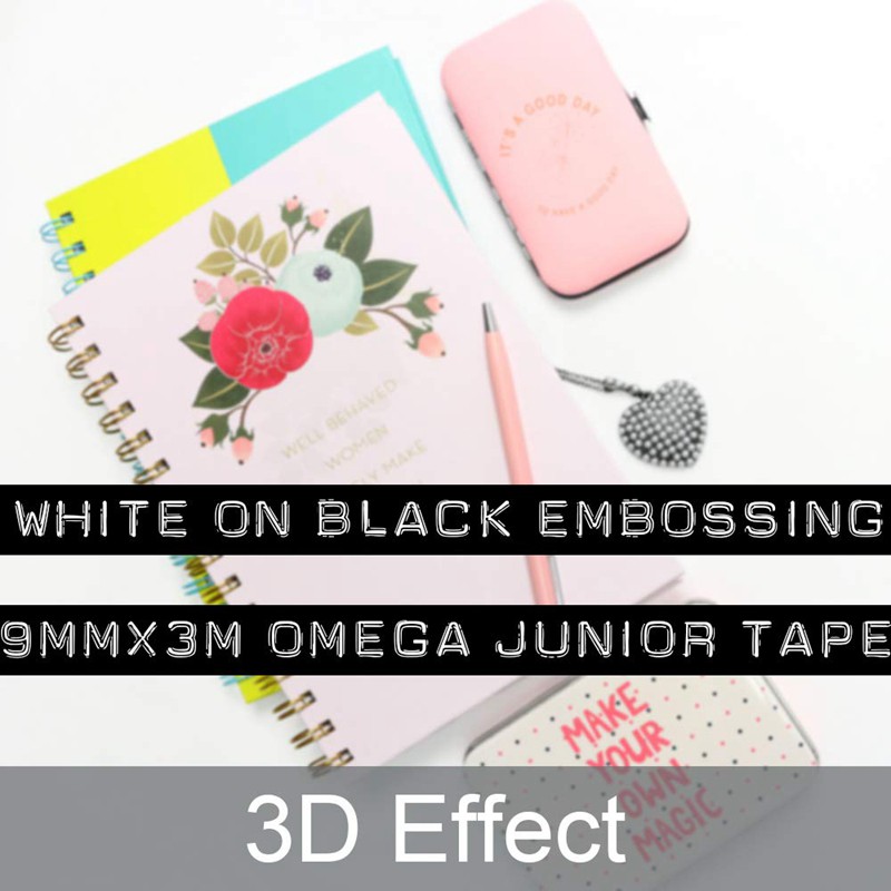 6 Cuộn Dập Nổi Nhãn Băng 3D Nhựa Trắng Trên Đen 9mm x 3m Cho Dymo Dập Nổi Nhãn Máy Làm