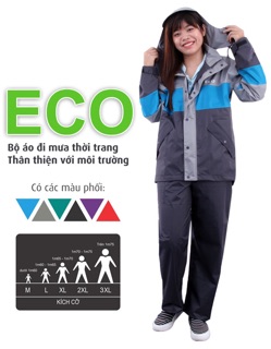 Áo Mưa Bộ ECO Vải Dù Cao Cấp, RANDO Chính Hãng, Thời Trang Đi Mưa Bền Bỉ, Không Thấm Nước Dành Cho Đi Phượt