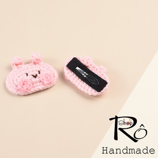 Kẹp tóc thỏ hồng dễ thương cho nữ và bé gái 5.5cm |Cặp tóc len 5.5cm |Shop Rô Handmade