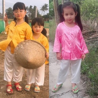 Bà Ba Cho Bé Vải Gấm Mát # Quần Trắng # Đồ Bé Đi Chùa