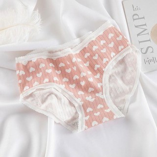 Quần Lót Cotton Viền Ren Hoạ Tiết Trái Tim,.,.,