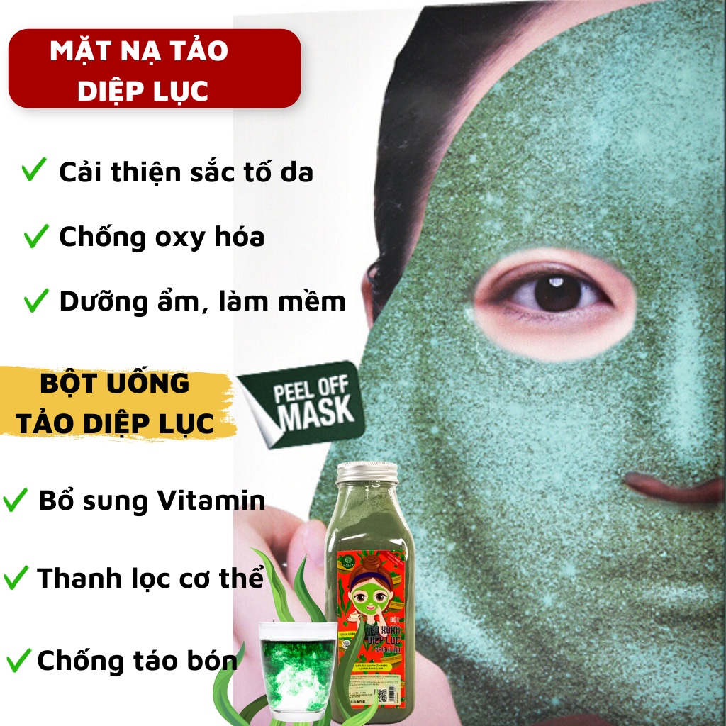 Bột tảo xoắn diệp lục Calen chuyên đắp mặt dưỡng trắng chống lão hóa da Calen Herb Powder