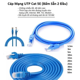 Cáp mạng LAN UTP Cat 5E dài 2M, bấm sẵn 2 đầu (Màu Random)