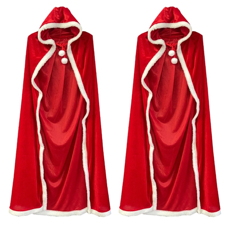Dasbsug Nhung Có Mũ Trùm Đầu Áo Choàng Giáng Sinh Ông Già Noel Cosplay Trang Phục Đỏ Áo Khoác Áo