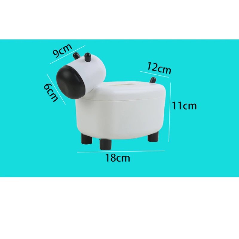 Hộp Đựng Khăn Giấy Để Bàn Ăn Kiêm Lọ Tăm Xỉa Răng Đa Năng Hình Con Bò Sữa Đáng Yêu