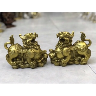 Cặp tỳ hưu như ý  bày trí ban thờ thần tài bằng đồng vật phẩm phong thủy tài lộc trưng bày trang trí quà tặng