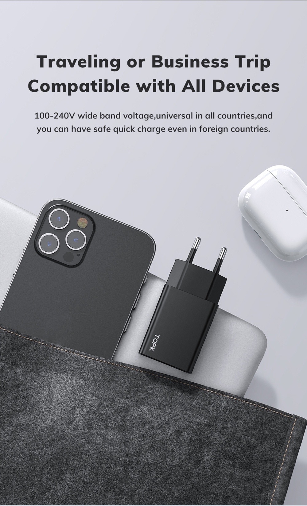 Mô tả Đầu sạc TOPK B25 10W 5V 2.1A MINI USB cho điện thoại - 5