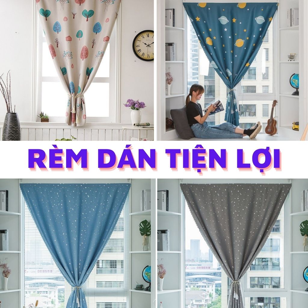 💜 Rèm Cửa 💜 Rèm cửa dán tường siêu tiện lợi không cần thanh treo ( kèm ...