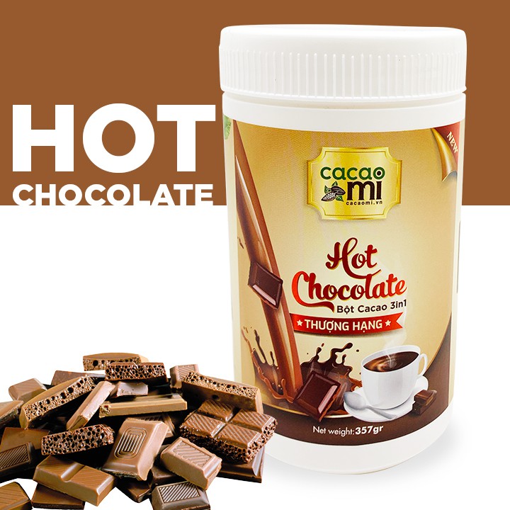 Ảnh Bột socola Hot Chocolate CacaoMi thức uống sô cô la nóng thơm đậm cacao hộp thượng hạng 357g 2