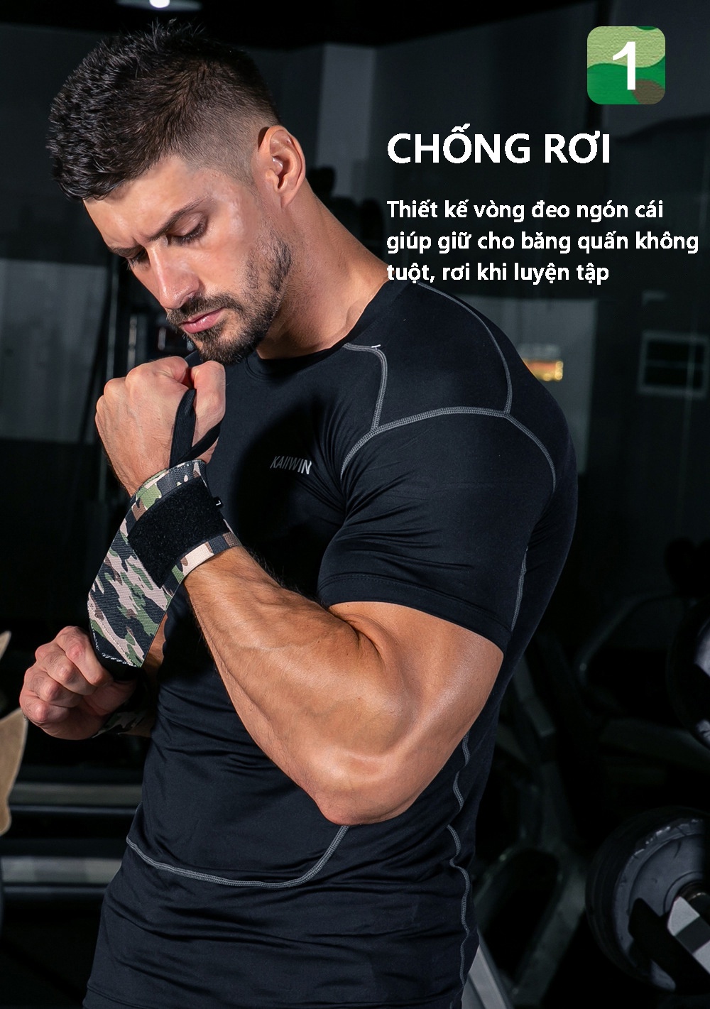Mô tả Băng Quấn Bảo Vệ Cổ Tay Hàng Chính Hãng Băng Quấn Thể Thao Tập Gym Chất Liệu Polyester Chắc Chắn Cleacco Camo Boro Sport - 3