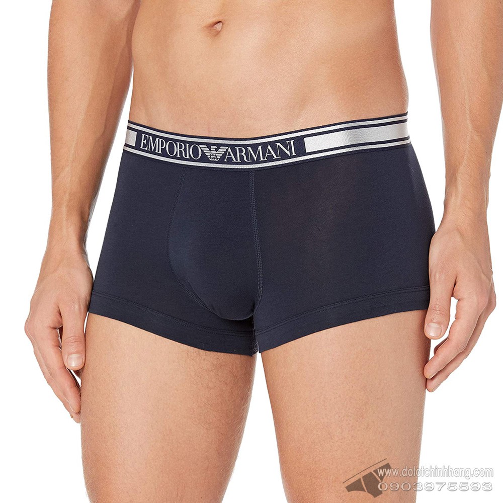 AUT.] Quần lót nam Emporio Armani Shiny Logoband Trunk Marine | Shopee Việt  Nam