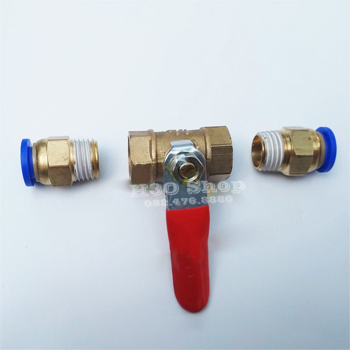 Bộ Van Khóa Ống Hơi Tưới Phun Sương 8mm - 2 Đầu Gắn Ống 8mm Tưới Phun sương Vườn lan, vườn ươm