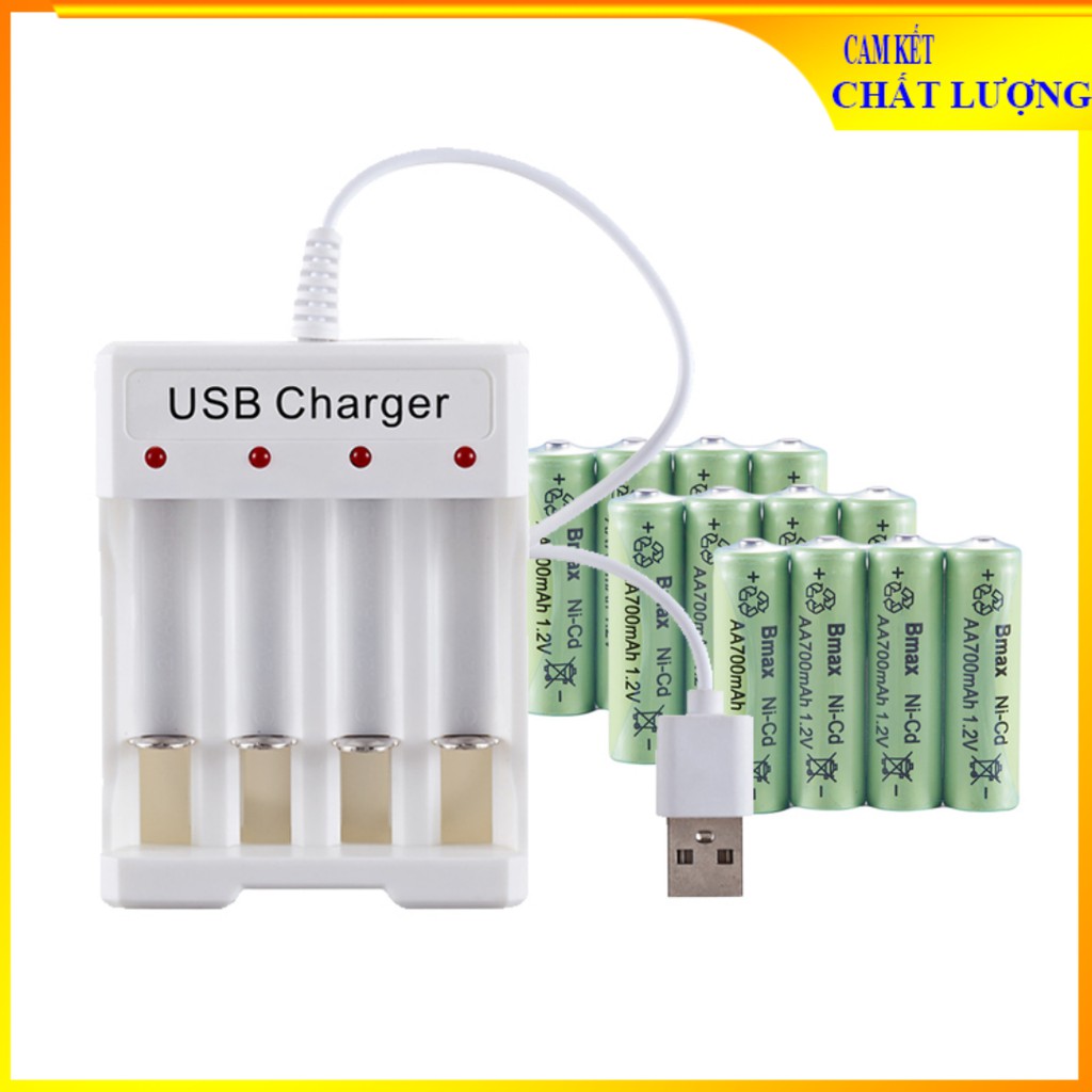 Sạc pin tiểu AA/AAA và pin tiểu AA 700mAh cổng USB 4 Bmax - Có nhiều ...