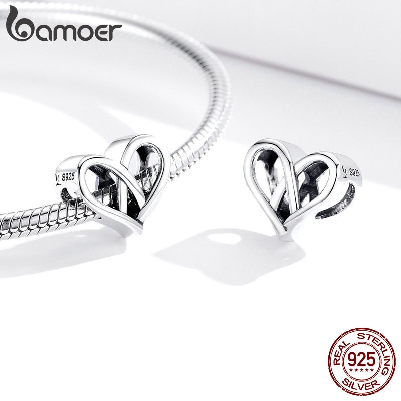 Hạt charm hình trái tim khoét rỗng Bamoer dùng trang trí đồ trang sức chuyên dụng