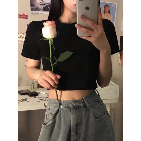 ÁO CROPTOP TRƠN QUỐC DÂN  DỄ PHỐI ĐỒ NHIỀU PHONG CÁCH BST