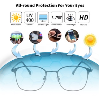 Kính Photochromic Chống Bức Xạ Máy Tính Kim Loại Chống Ánh Sáng Xanh Kính Mắt Dành Cho Nữ Kính Ống Kính Có Thể Thay Thế