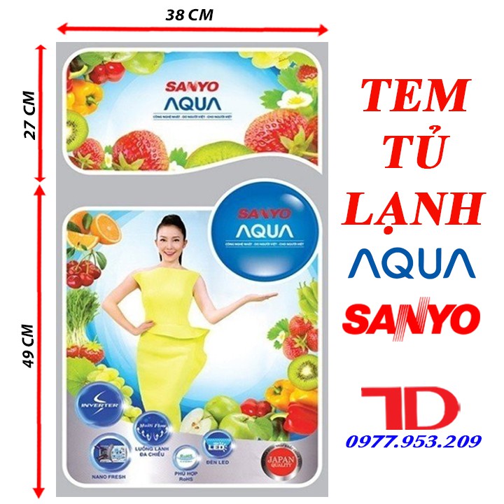 Miếng dán tủ lạnh SANYO, tem dán trang trí tủ lạnh SANYO mẫu 3 ...