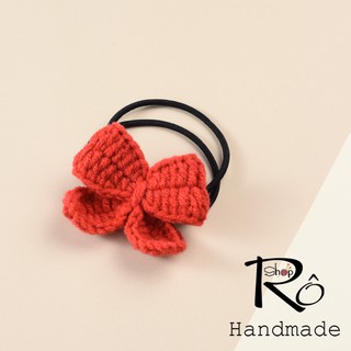 Cột tóc hình chiếc nơ bằng len cho nữ và bé gái 5.5cm |Dây buộc tóc Handmade phong cách thanh lịch |Shop Rô Handmade
