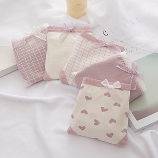 Quần Lót Cotton Tím Khoai Tây Lưng Vừa Thoáng Khí Cho Nữ